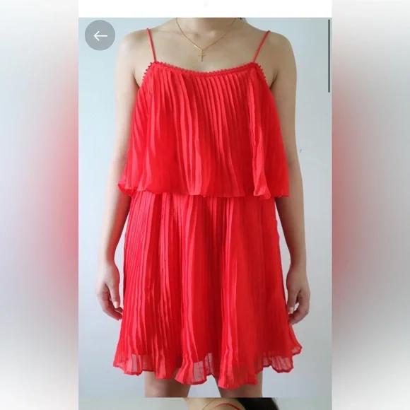 Zara Red Pleated Mini Dress Like New